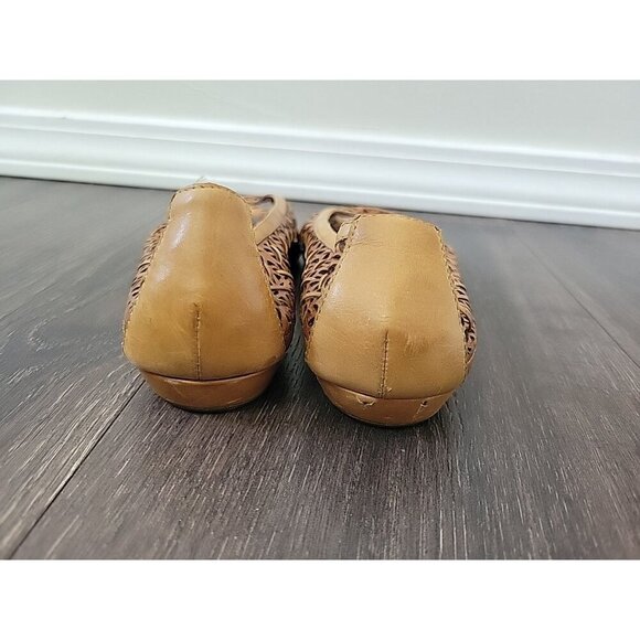 Pikolinos Relax Cutout Camel Brown Leather Peep Toe Flats Sz EU 36 US 5.5 - 6 - Picture 6 of 8